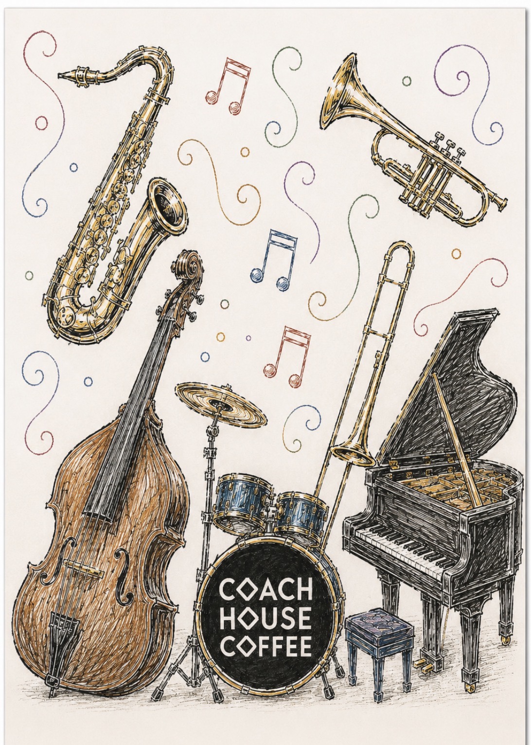 Illustration of Jazz instruments